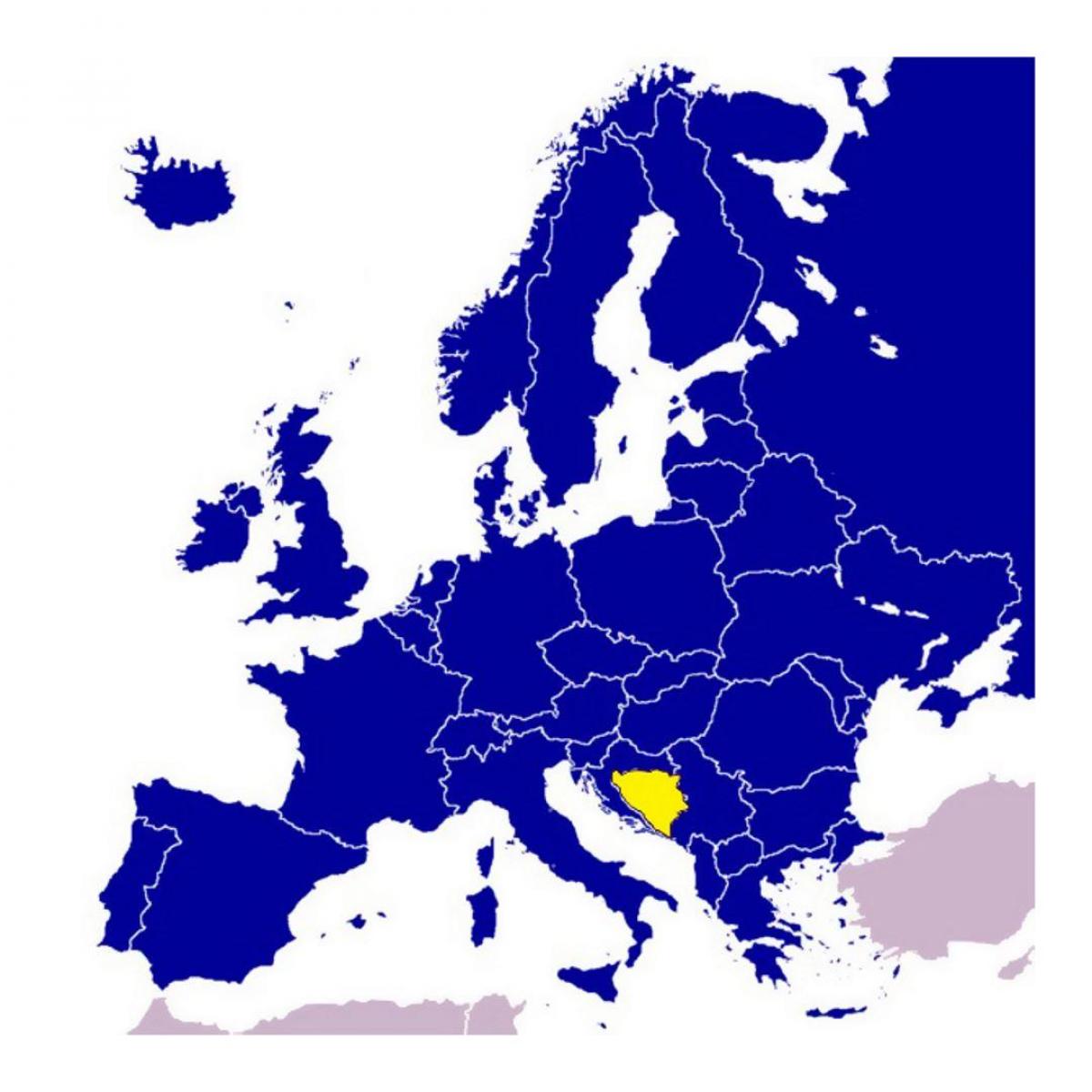 Kort over Bosnien-Hercegovina i europa