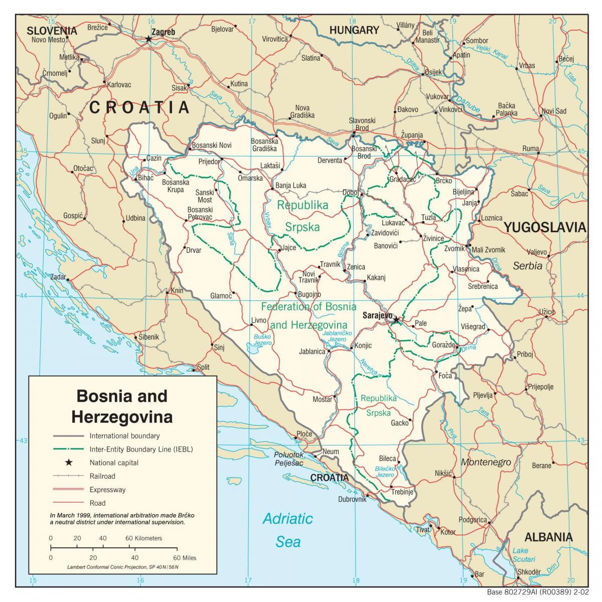 Bosnien-Hercegovina kort
