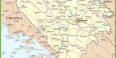 Kort over Bosnien vej