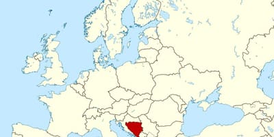 Kort over Bosnien placering på verden
